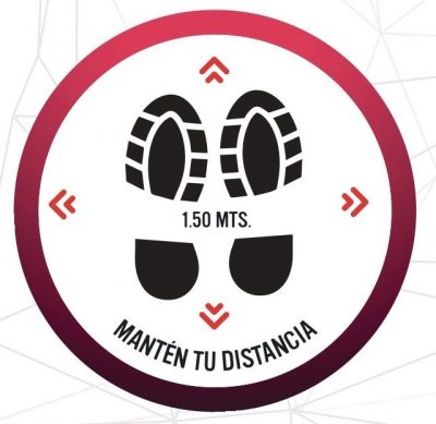 sticker para piso sana distancia