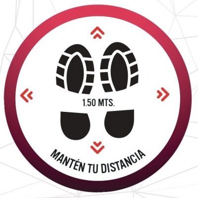 sticker para piso sana distancia