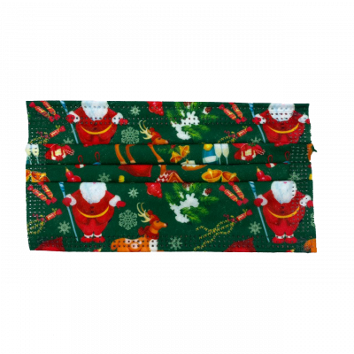 Cubrebocas de Navidad color Café diseño Santa Claus