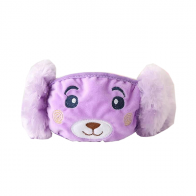 Cubrebocas de peluche con orejeras color rosa