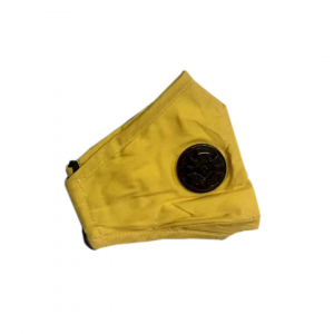 Cubrebocas de tela amarillo con válvula lavable