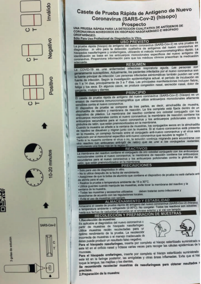 instrucciones de uso prueba covid 19 realy tech